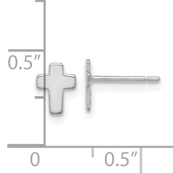 10K White Gold Polished Cross Post Earrings