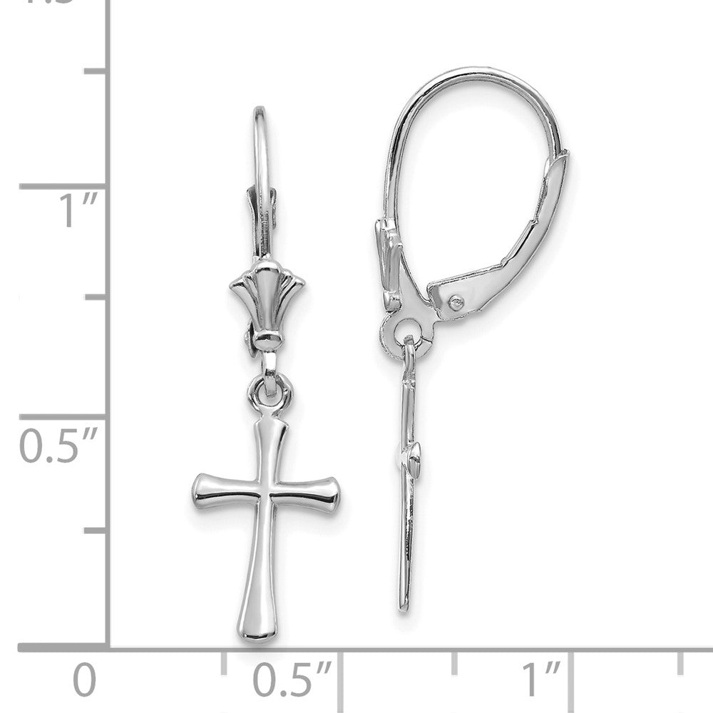 10K White Gold 10K Cross Leverback Earrings