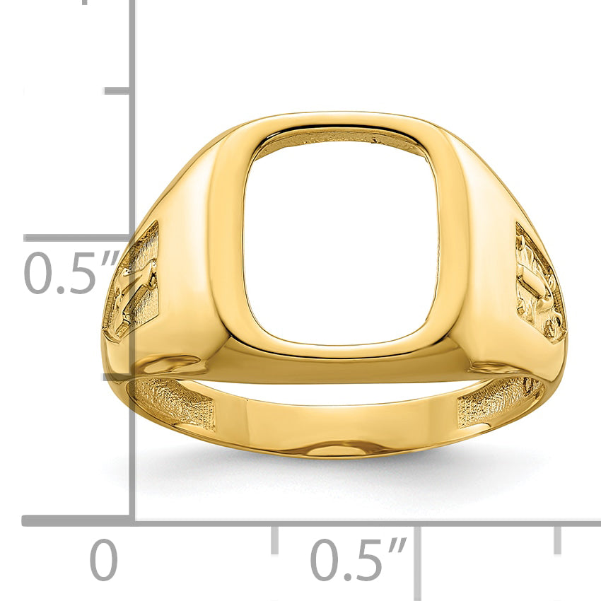 10K Yellow Gold Men'S Polished And Textured Masonic Ring Mounting