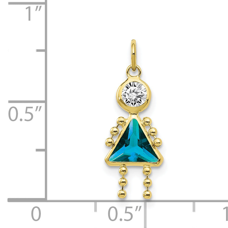 10K Yellow Gold December Girl Birthstone Charm
