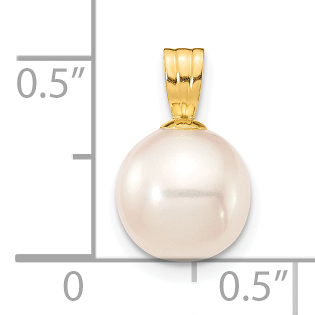 10K Yellow Gold 10K 8-9mm White Round Freshwater Cultured Pearl Pendant