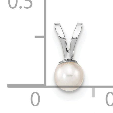 10K White Gold 3-4mm Round Freshwater Cultured Pearl Pendant