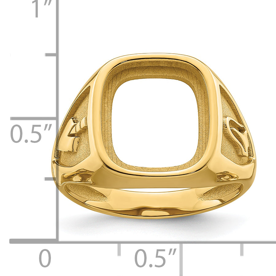 10K Yellow Gold Men'S Polished And Textured Masonic Ring Mounting