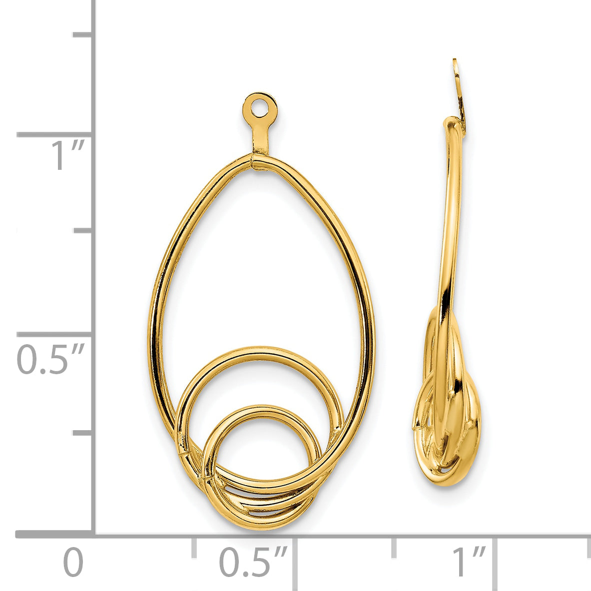 10K Yellow Gold Polished Fancy Teardrop Earring Jackets