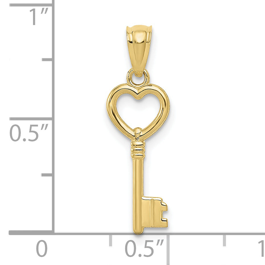 10K Yellow Gold 10K Polished Heart Key Charm