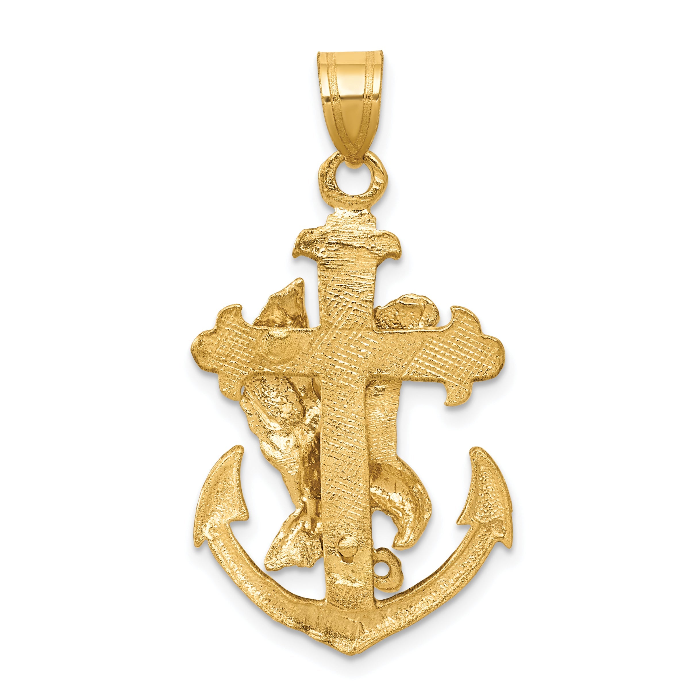 10K Yellow Gold Mariners Cross W/Eagle Pendant