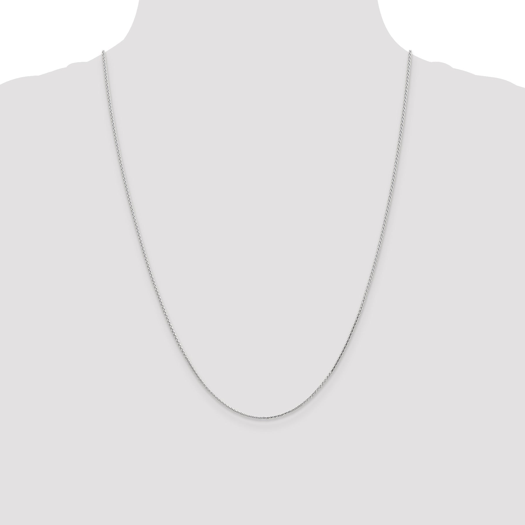 24 Inch 14K White Gold 1.0mm D/C Wheat Chain Necklace