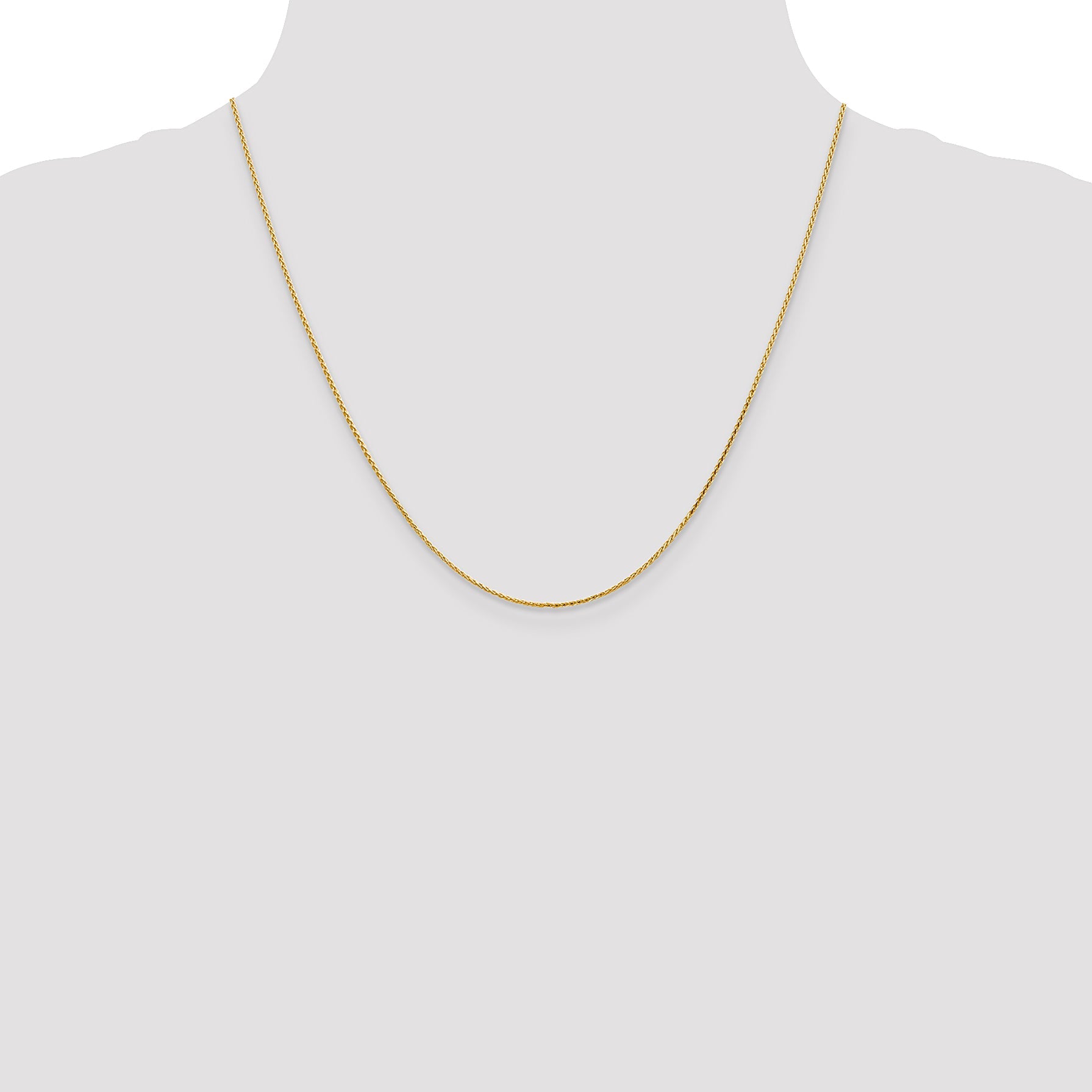 2 Inch 14K Yellow Gold 1.0mm D/C Wheat Chain Necklace