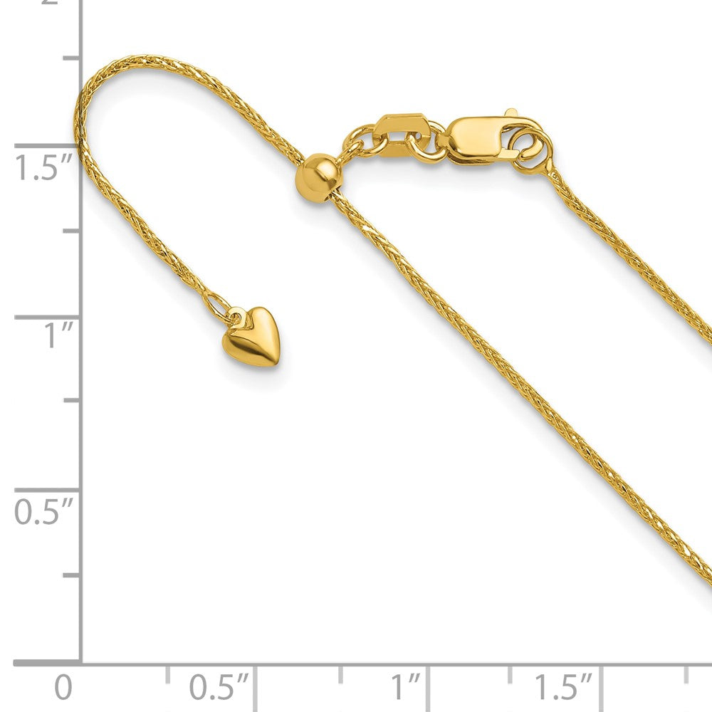 26 Inch 14K Yellow Gold Adjustable .95mm D/C Wheat Chain Necklace