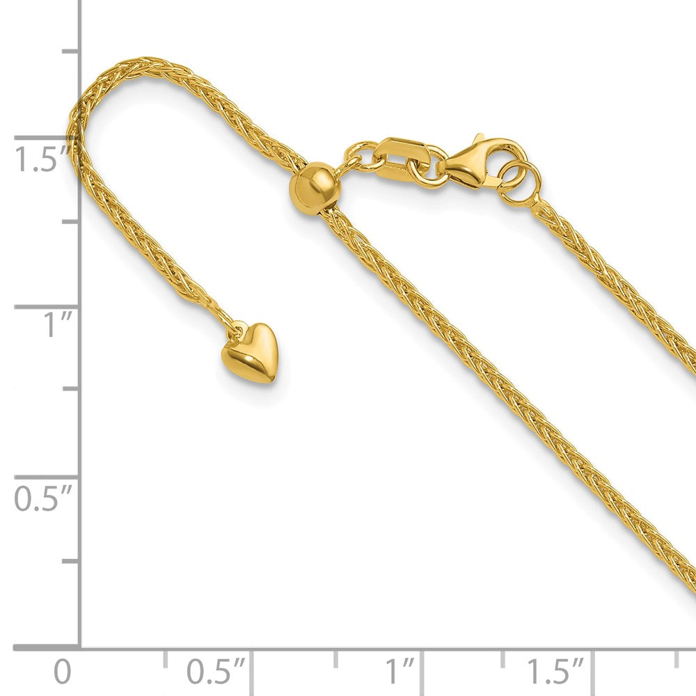 22 Inch 14K Adjustable 1.5mm Wheat Chain Necklace