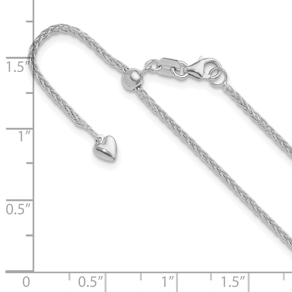 22 Inch 14K White Gold Adjustable 1.5mm Wheat Chain Necklace