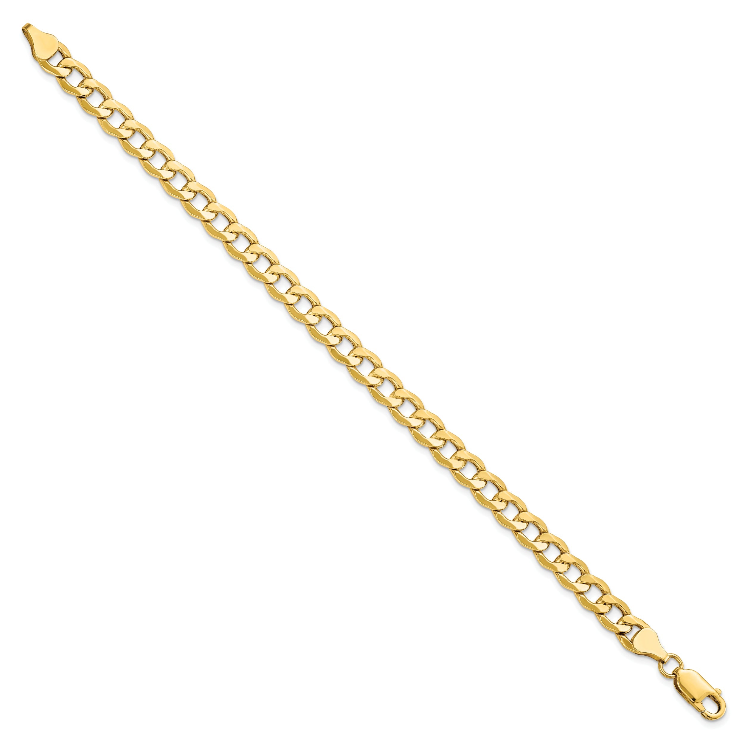 8 Inch 14K 7mm Semi-Solid Curb Link Chain Bracelet