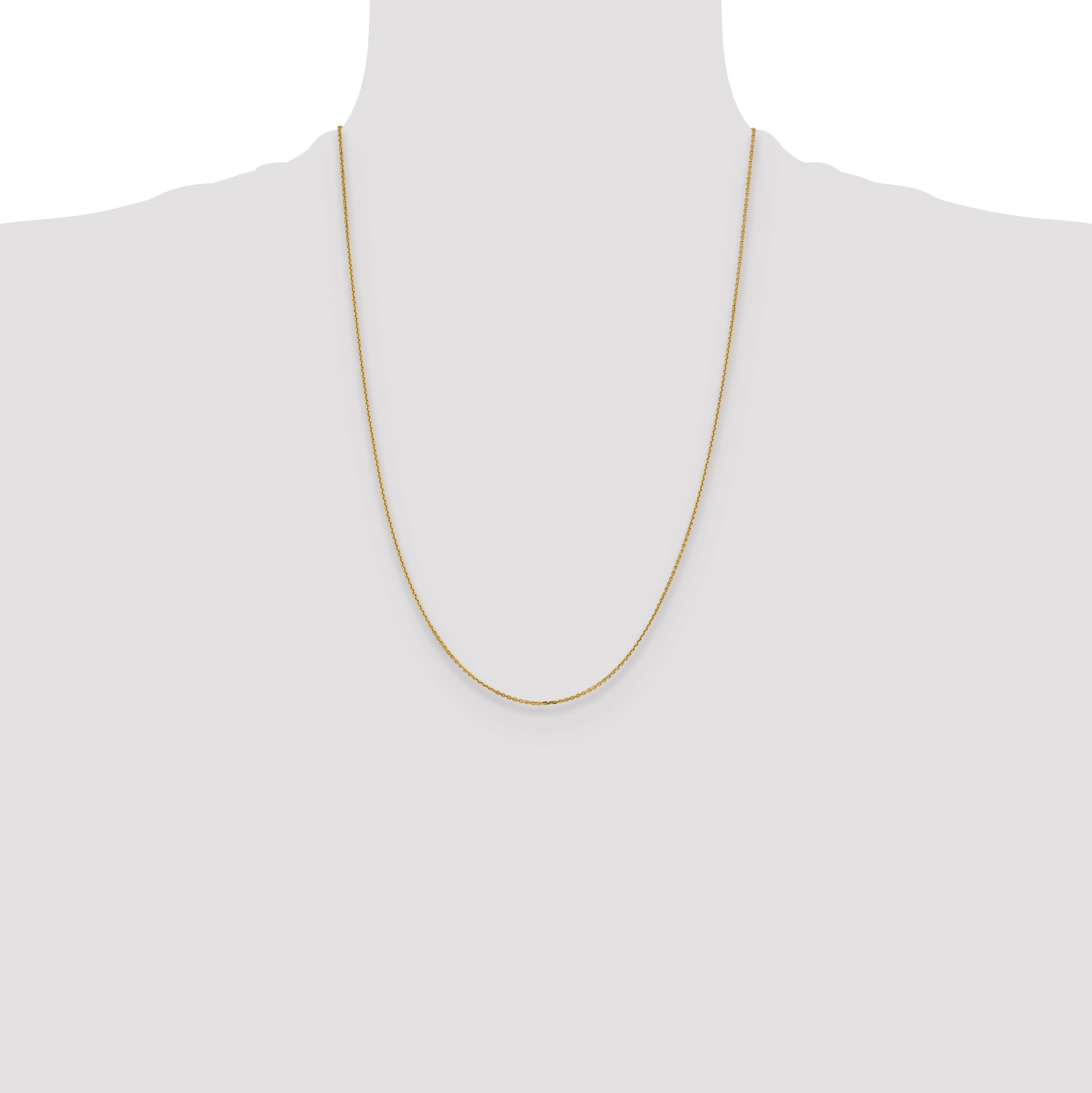 24 Inch 14K Yellow Gold 1.05mm D/C Cable Chain Necklace