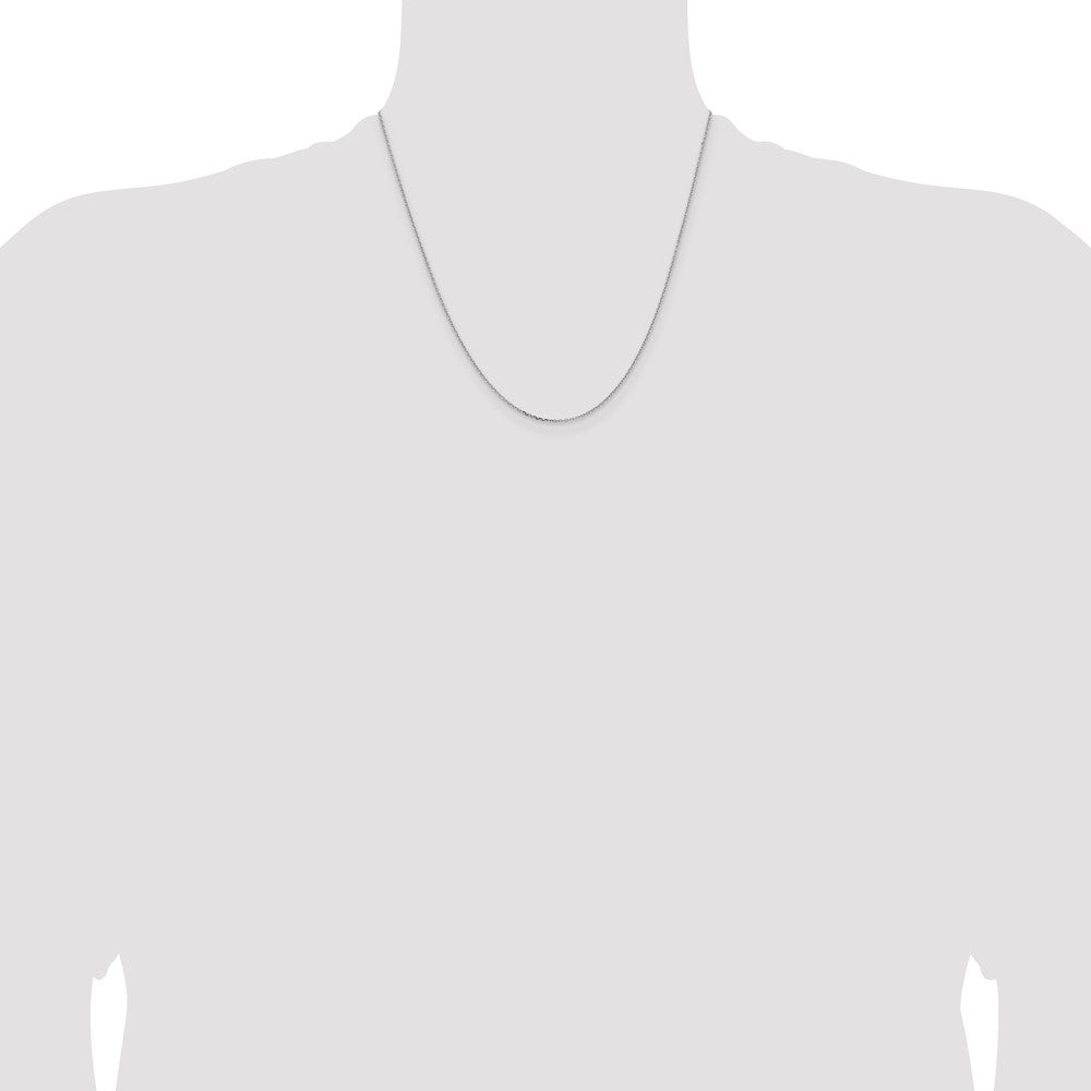 2 Inch 14K White Gold 1.05mm D/C Cable Chain Necklace