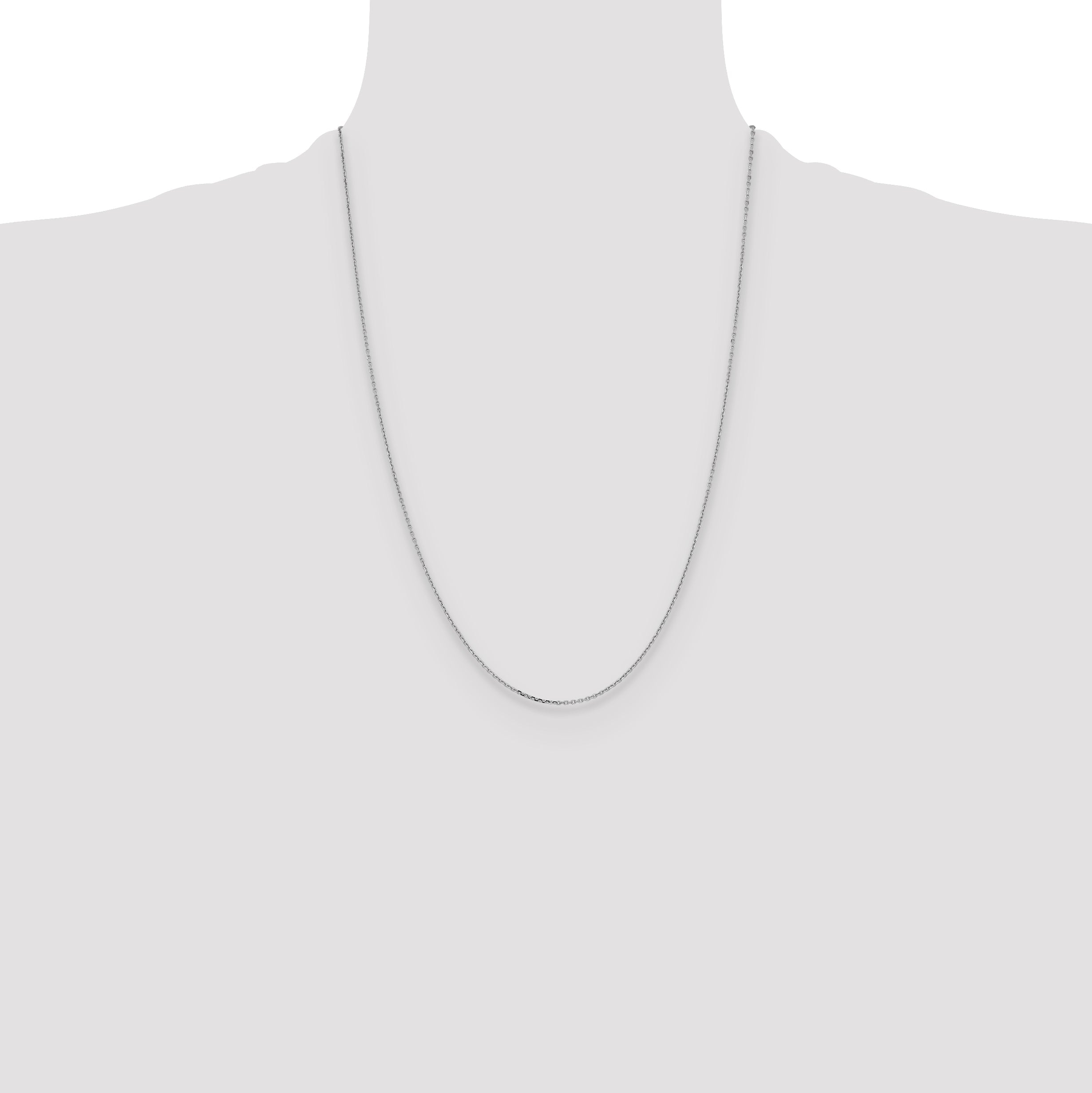 24 Inch 14K White Gold 1.05mm D/C Cable Chain Necklace