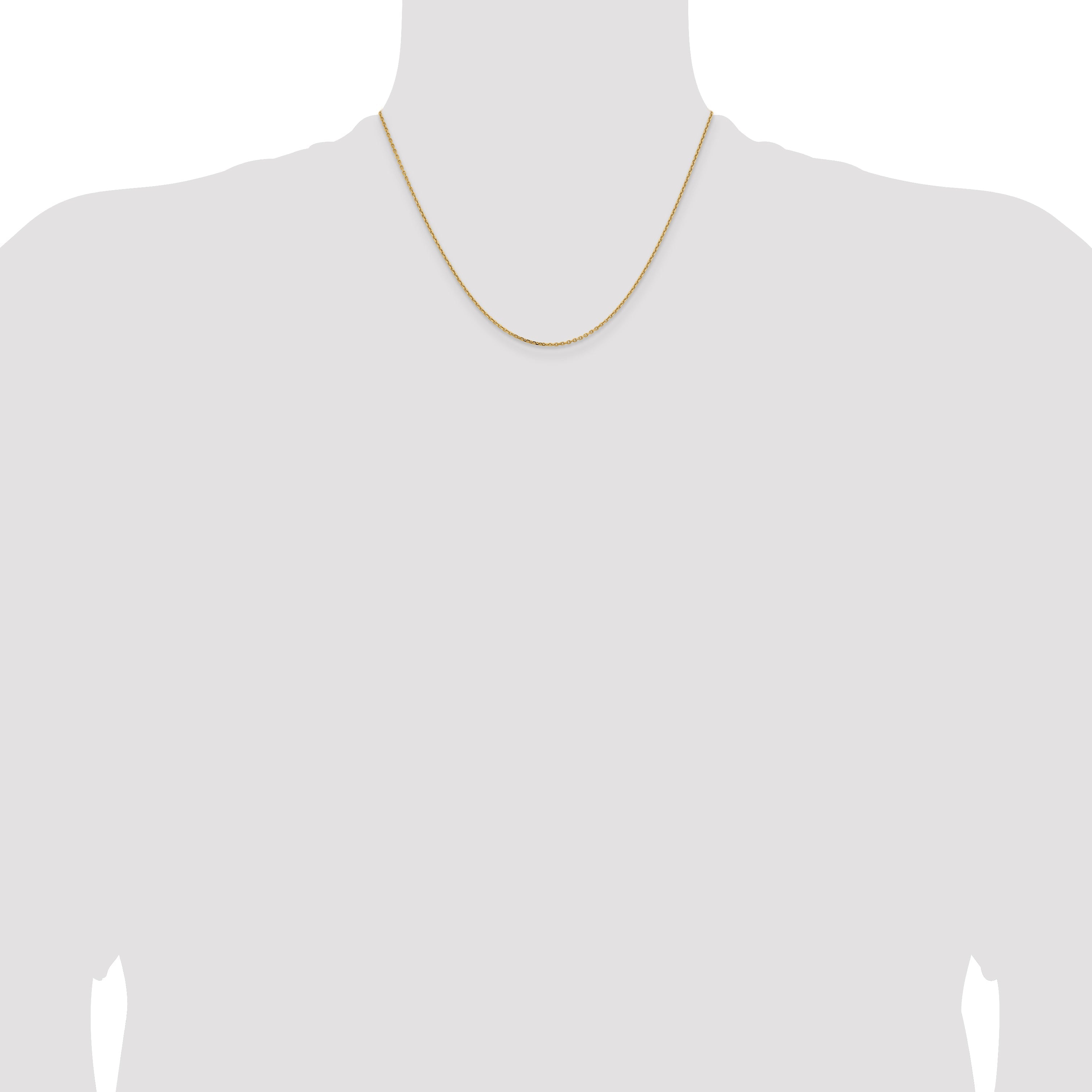 18 Inch 14K Yellow Gold 1.4mm D/C Cable Chain Necklace