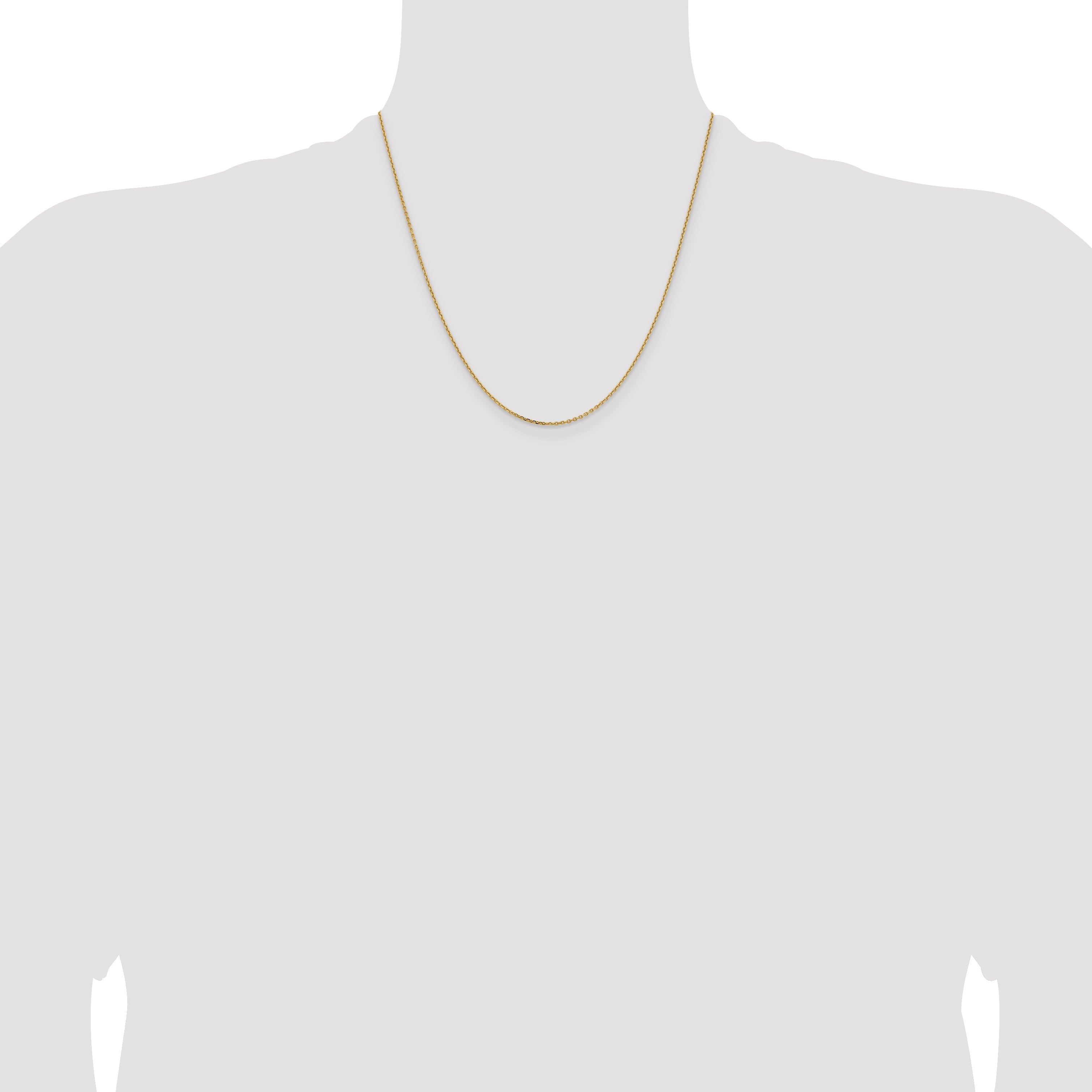 2 Inch 14K Yellow Gold 1.4mm D/C Cable Chain Necklace