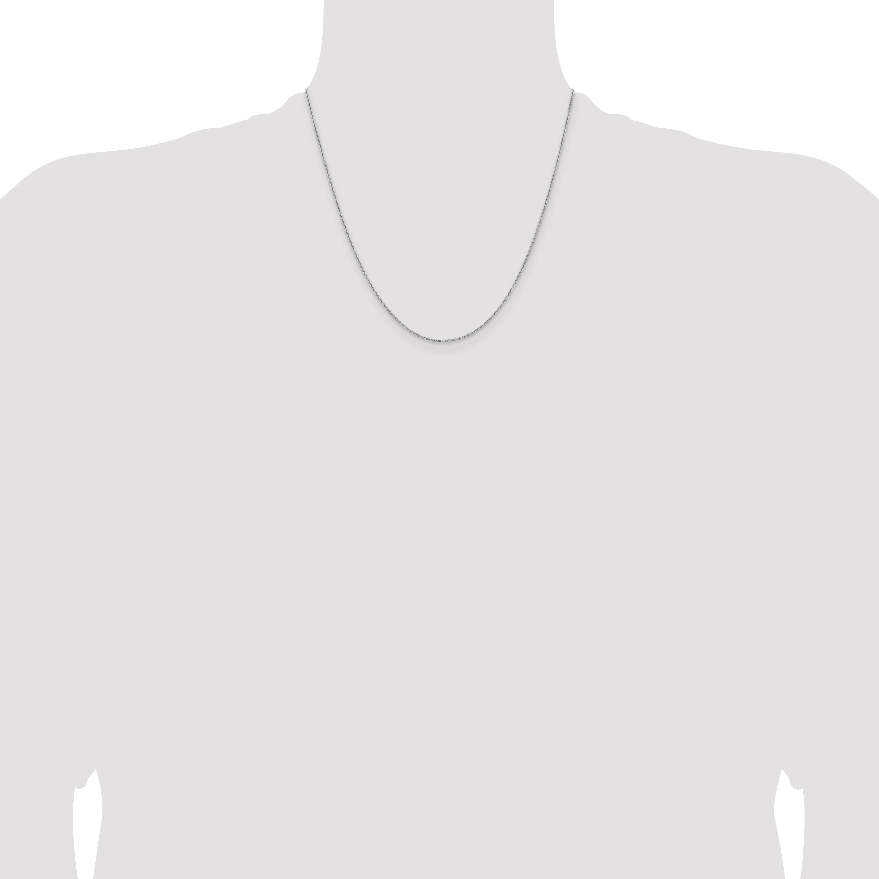 2 Inch 14K White Gold 1.4mm D/C Cable Chain Necklace