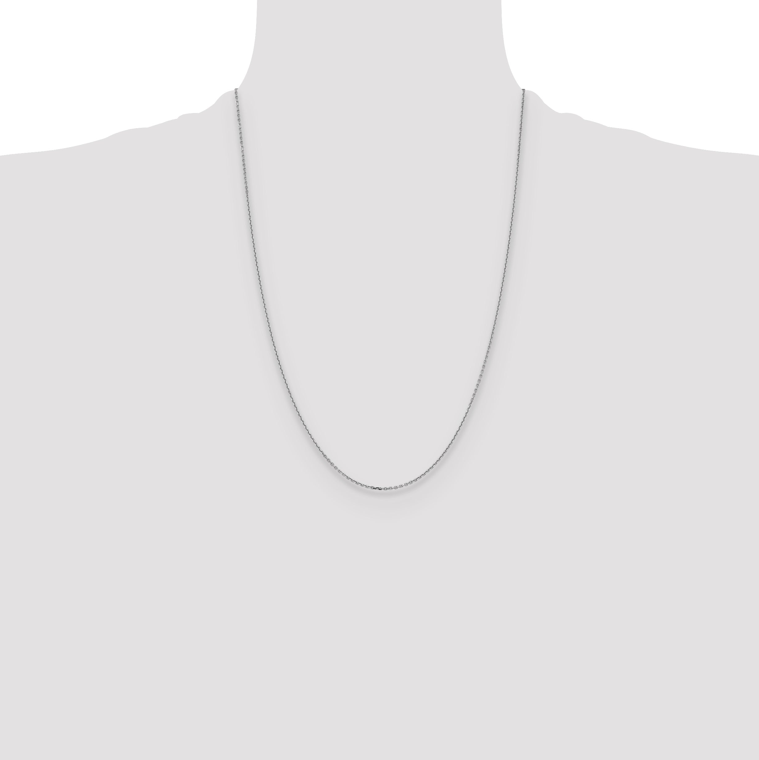 24 Inch 14K White Gold 1.4mm D/C Cable Chain Necklace
