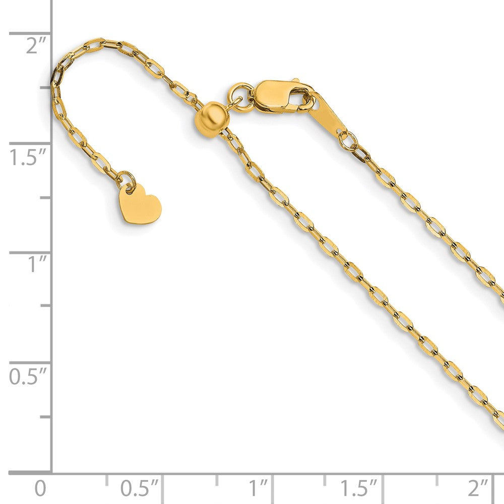 22 Inch 14K Yellow Gold Adjustable 1.3mm Flat Cable Chain Necklace