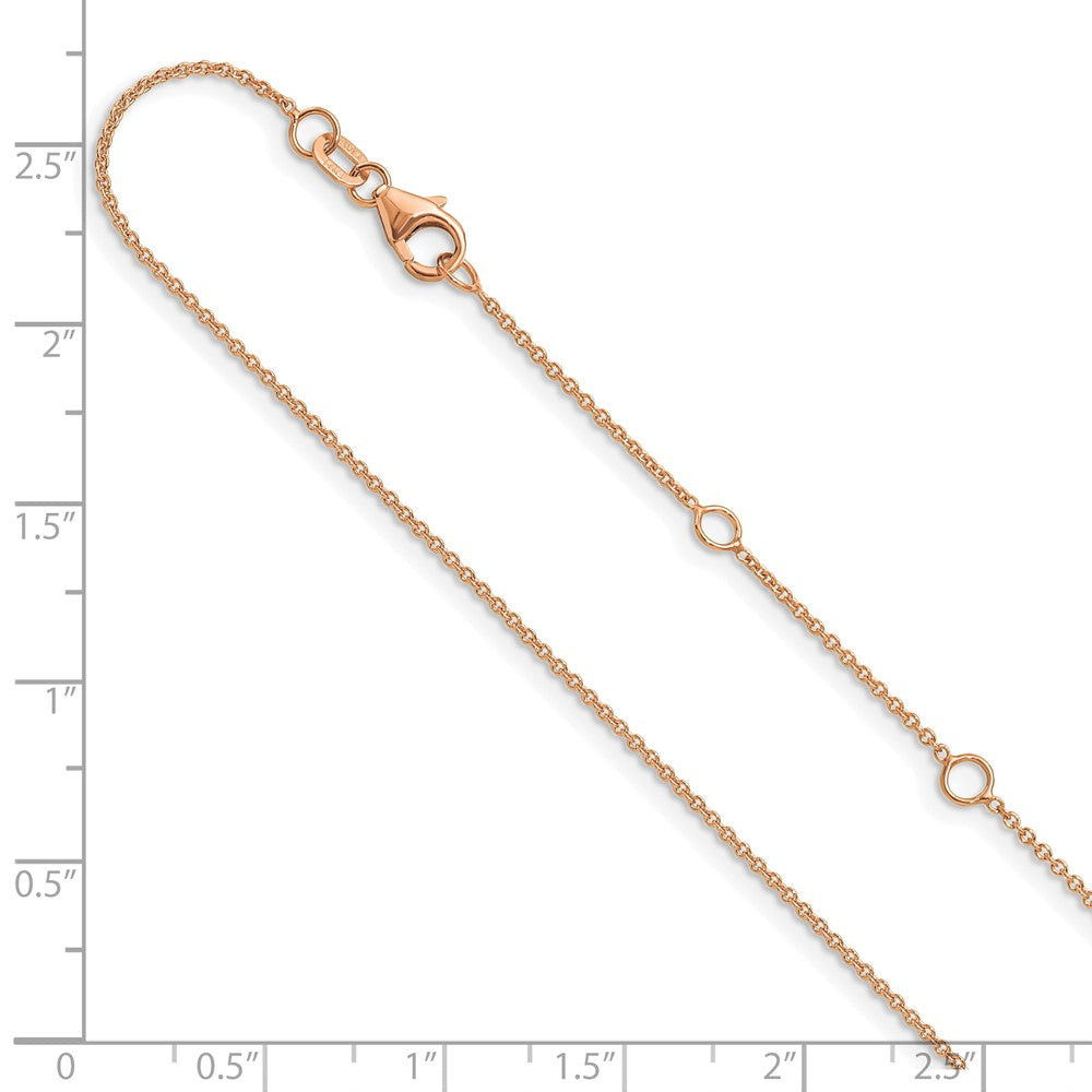 2 Inch 14K Rose Gold 1.25mm Round Cable 1In+1In Adjustable Chain Necklace