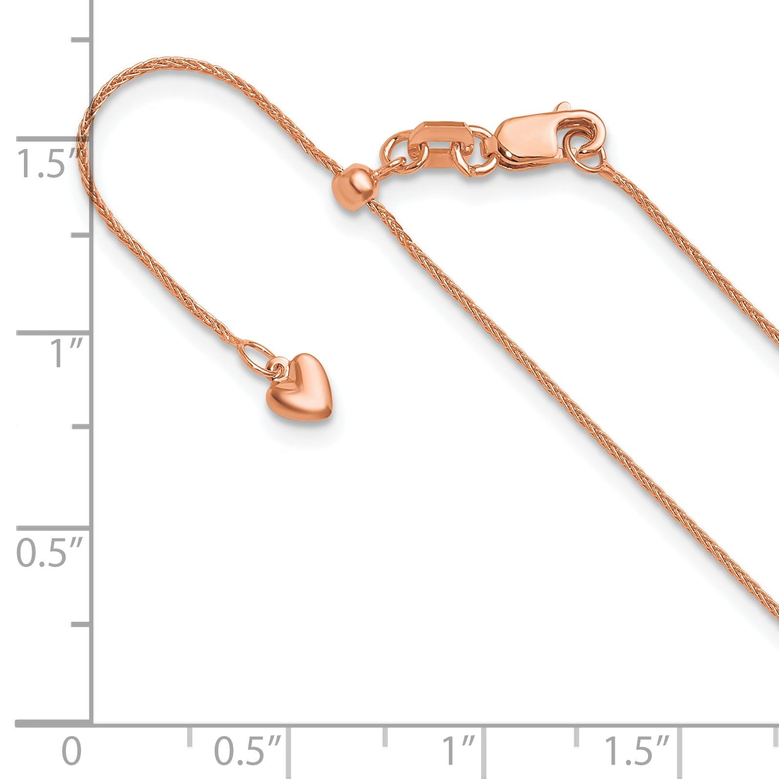 22 Inch 14K Rose Gold Adjustable .85mm Wheat Chain Necklace