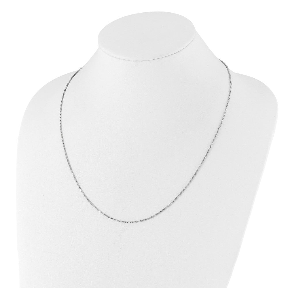 22 Inch 14K White Gold Adjustable 1.35mm Round Box Chain Necklace