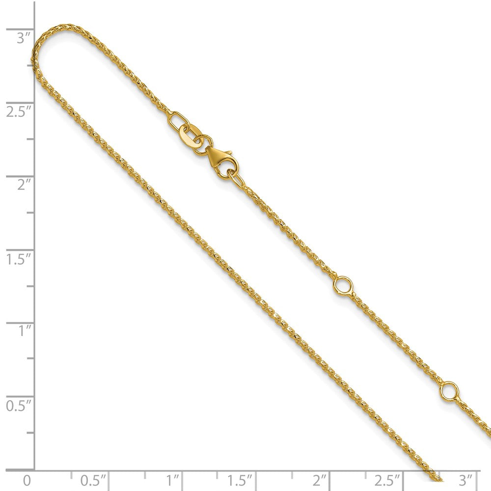 18 Inch 14K Yellow Gold 1.15mm D/C Open Franco 1In+1In Adjustable Chain Necklace