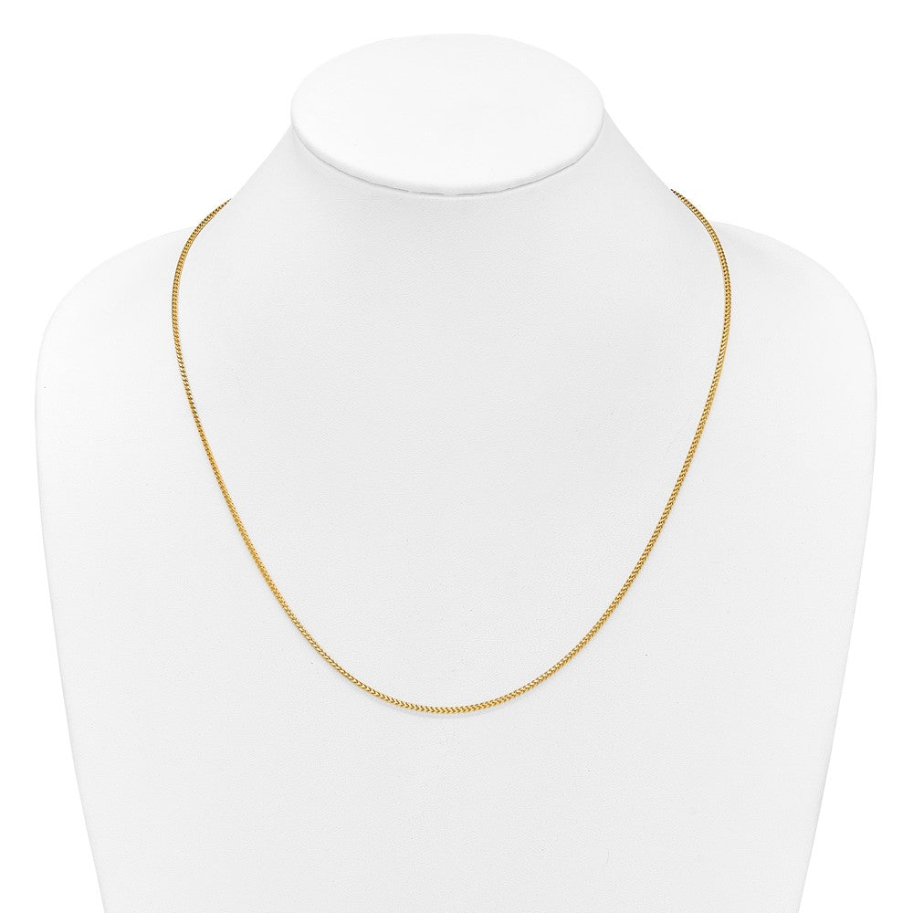 22 Inch 14K Yellow Gold Adjustable 1.5mm Franco Chain Necklace