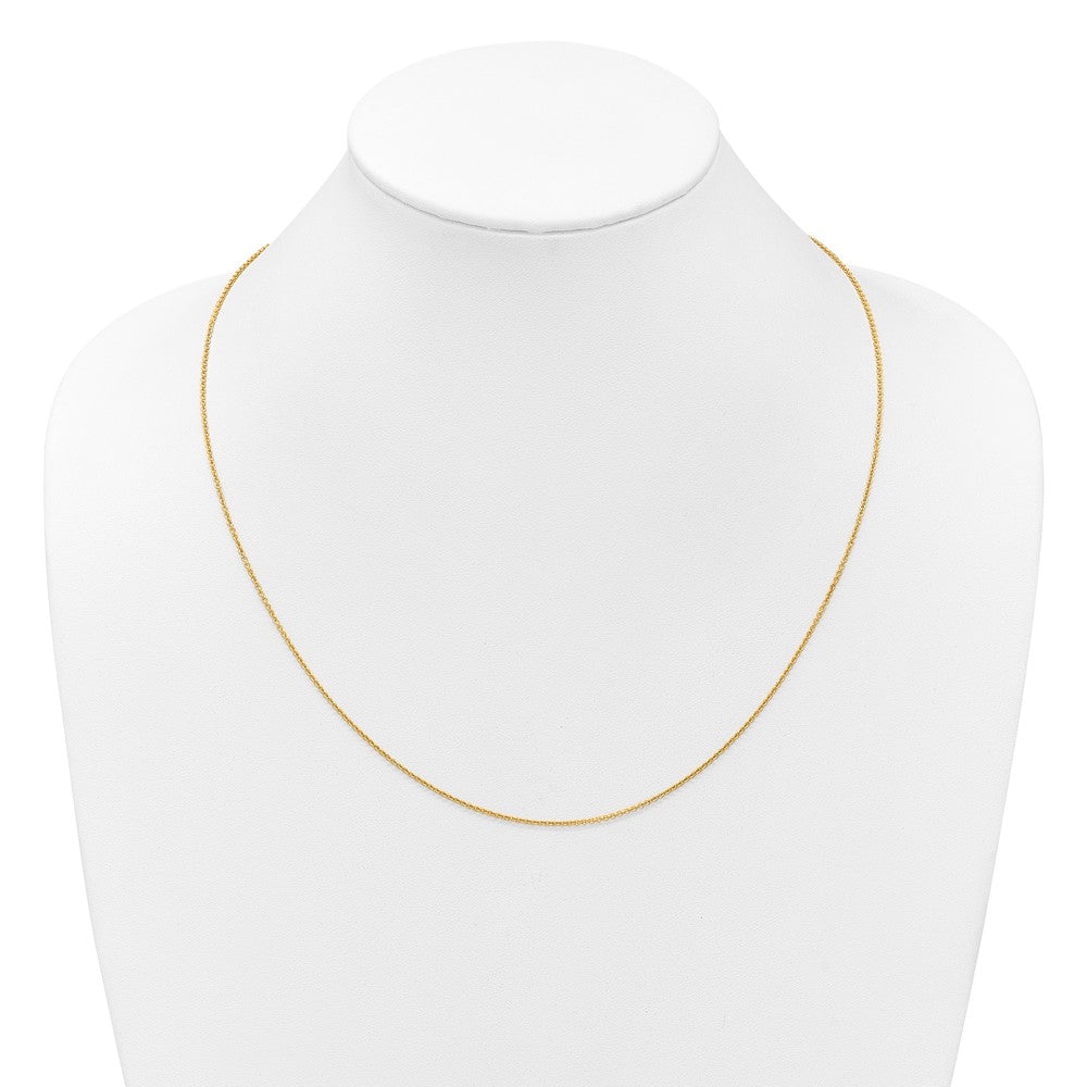 22 Inch 14K Yellow Gold Adjustable 1.4mm Round Cable Chain Necklace