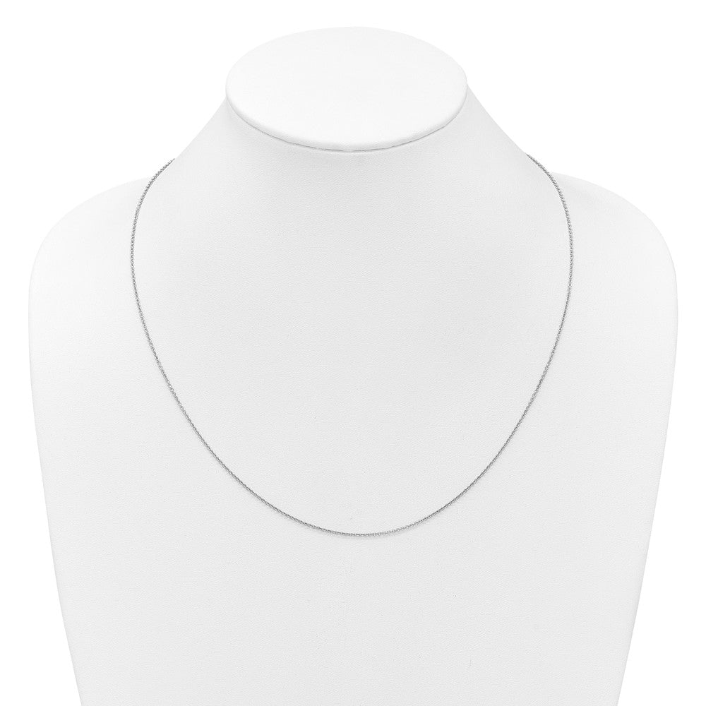 22 Inch 14K White Gold Adjustable 1.4mm Round Cable Chain Necklace