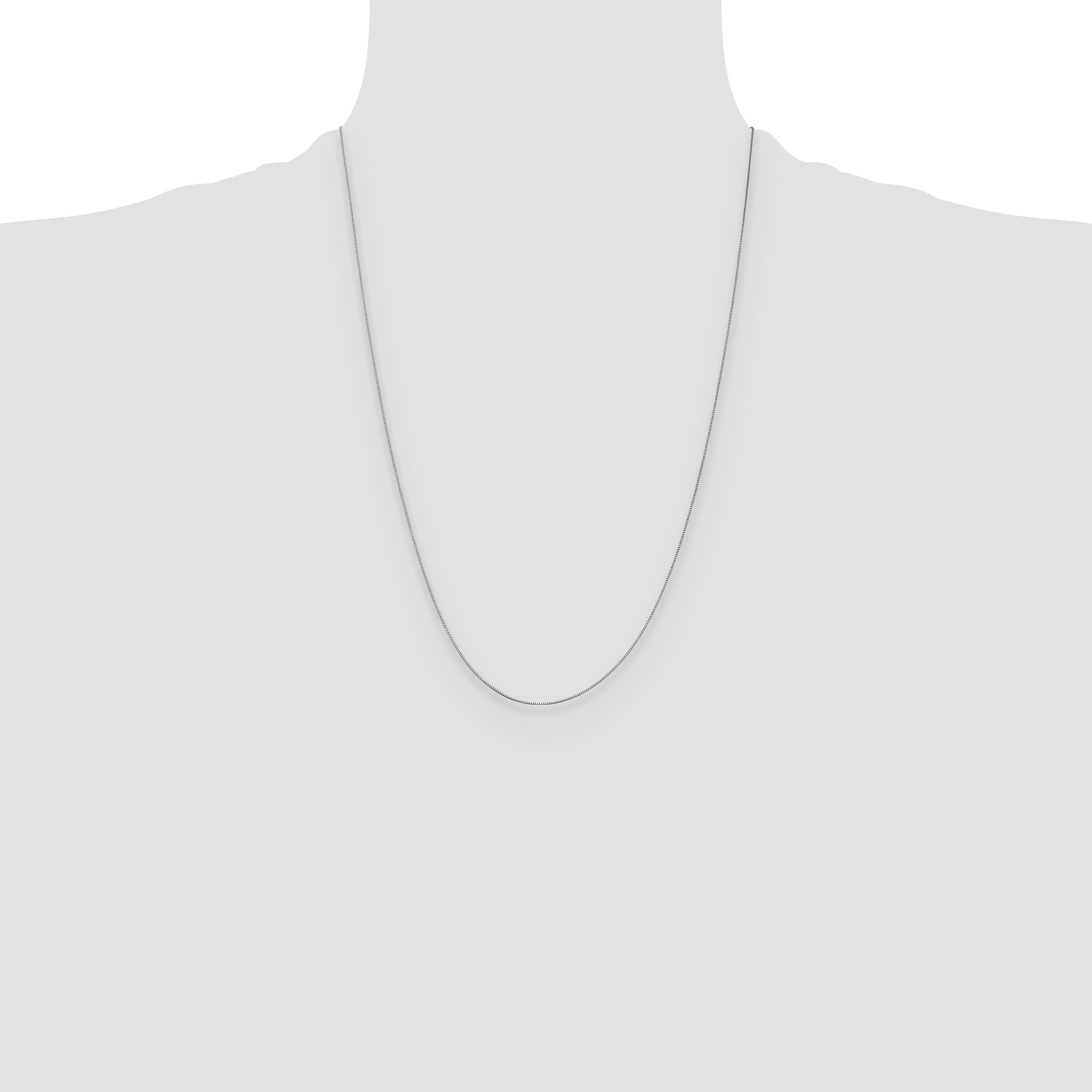 24 Inch 14K White Gold .5mm Baby Box With Spring Ring Clasp Chain Necklace