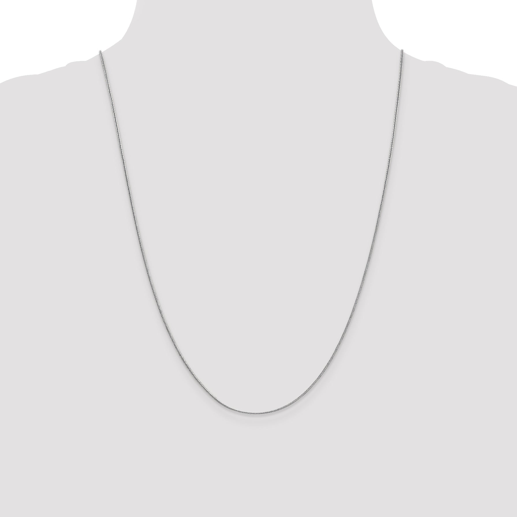 24 Inch 14K White Gold .9mm Round Snake Chain Necklace