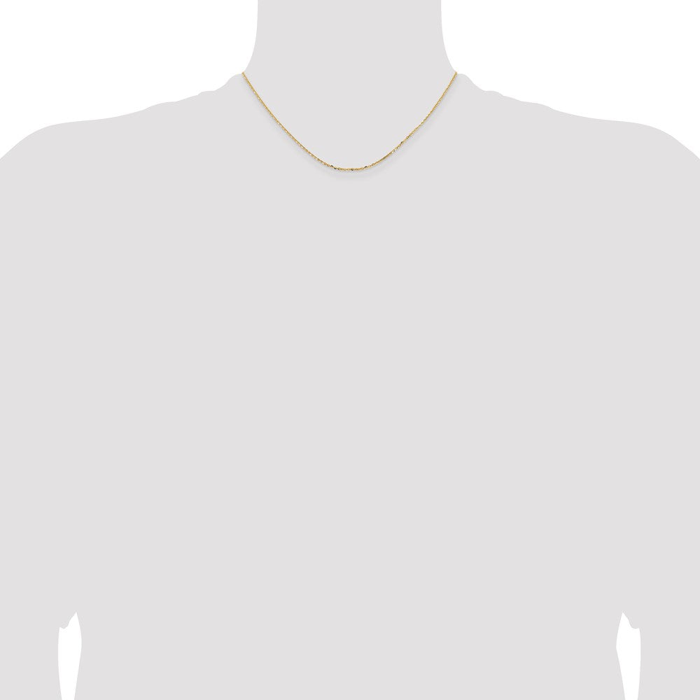 16 Inch 18K Yellow Gold 1.5mm D/C Cable Chain Necklace