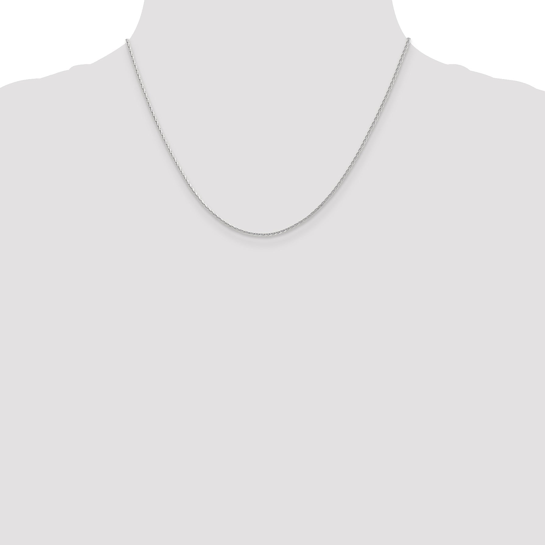 18 Inch 14K White Gold 1.3mm D/C Wheat Chain Necklace