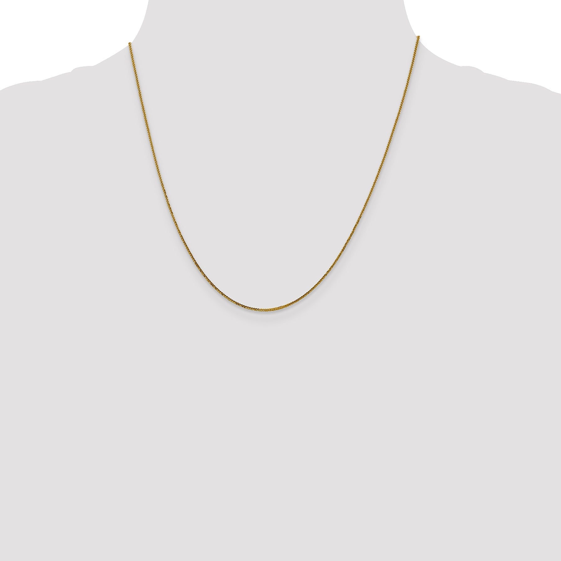 2 Inch 14K Yellow Gold .8mm D/C Quadra Wheat Chain Necklace