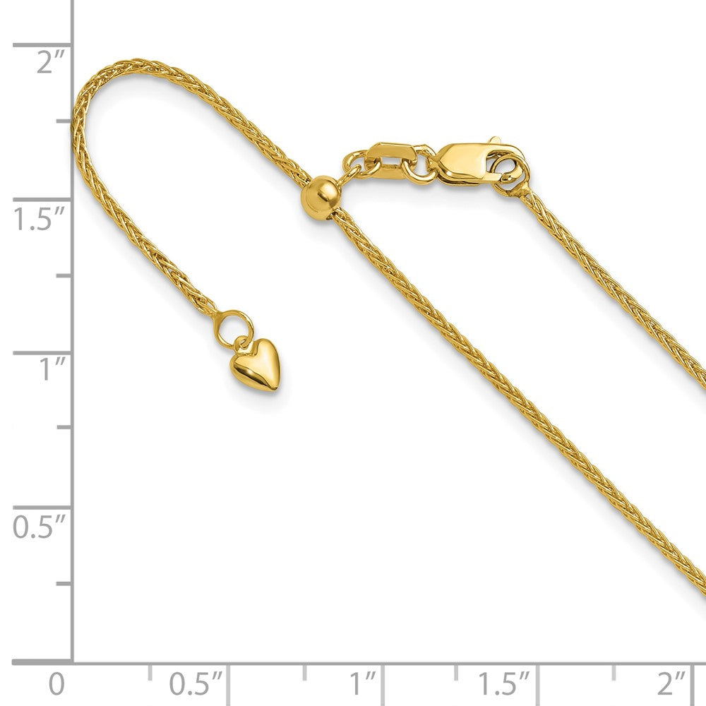 22 Inch 14K Yellow Gold Adjustable 1.4mm Wheat Chain Necklace