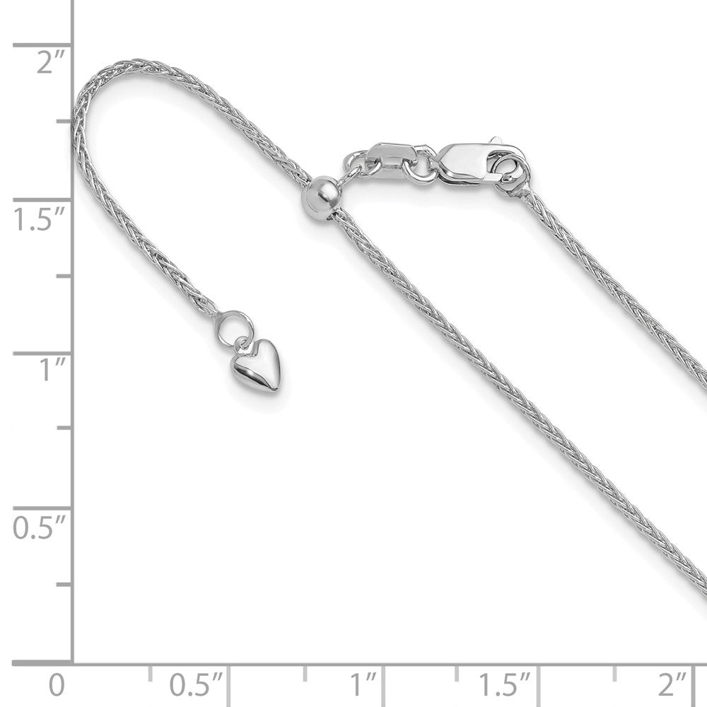 22 Inch 14K White Gold Adjustable 1.4mm Wheat Chain Necklace