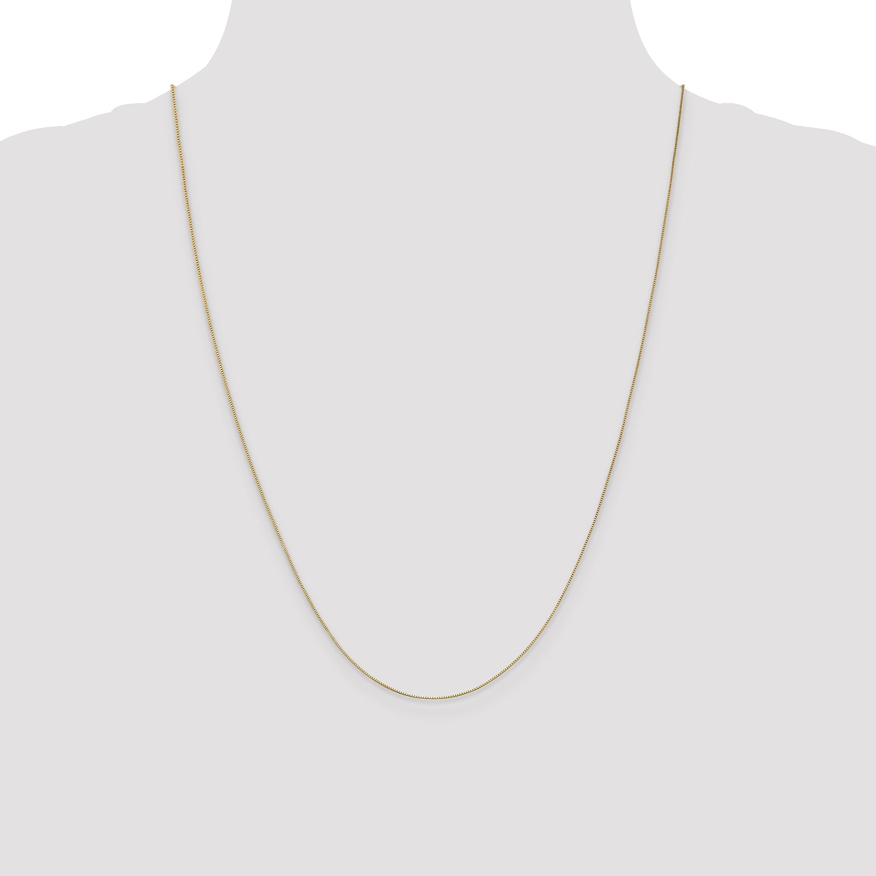 24 Inch 14K Yellow Gold .5mm Baby Box With Lobster Clasp Chain Necklace