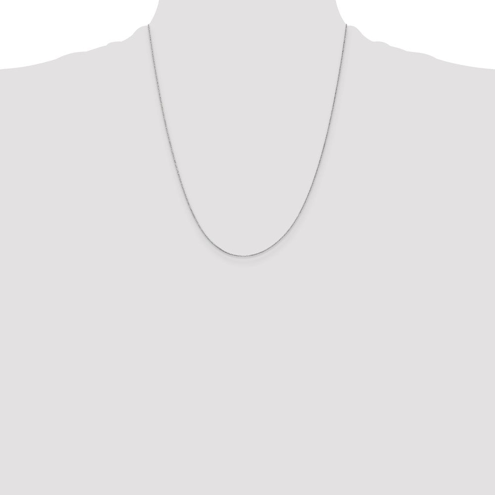 22 Inch 14K White Gold .5mm Baby Box With Lobster Clasp Chain Necklace