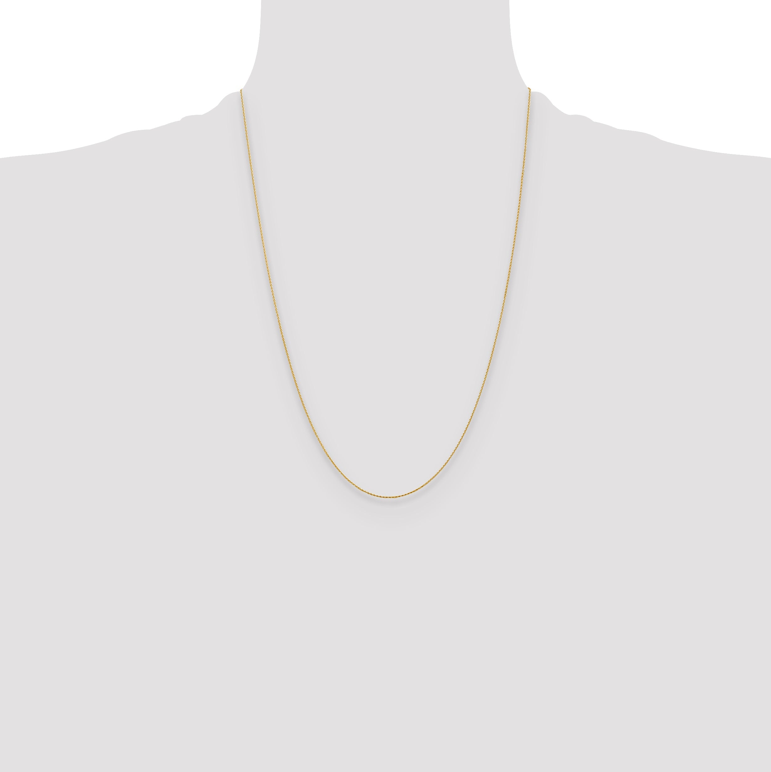 24 Inch 14K Yellow Gold .8mm D/C Wheat Chain Necklace