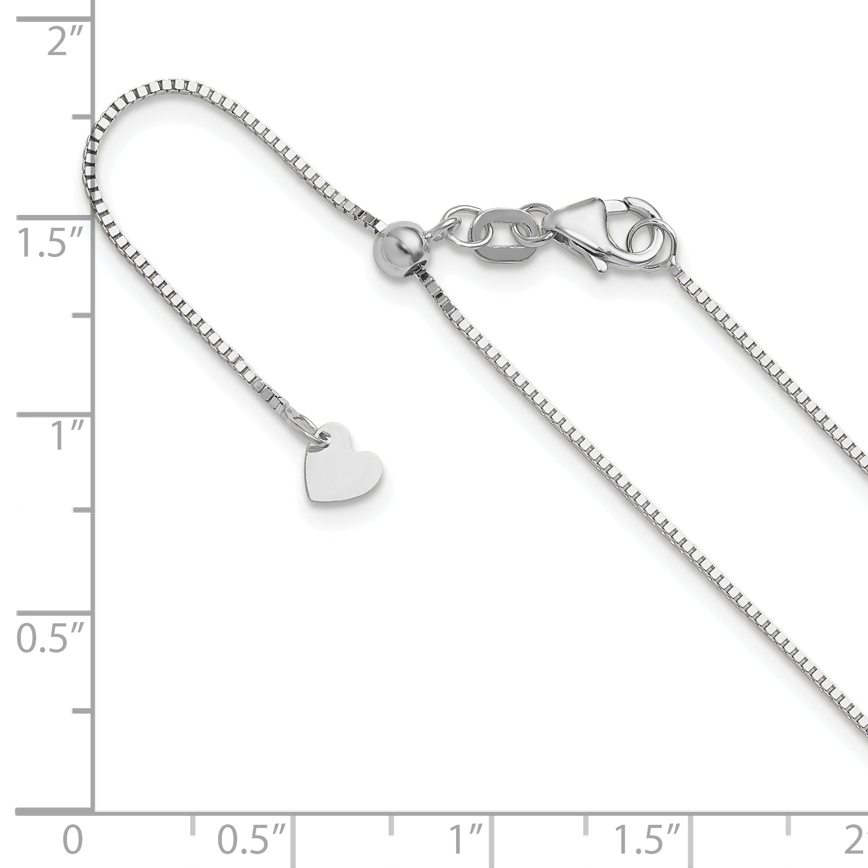 3 Inch 14K White Gold Adjustable .8mm Box Chain Necklace