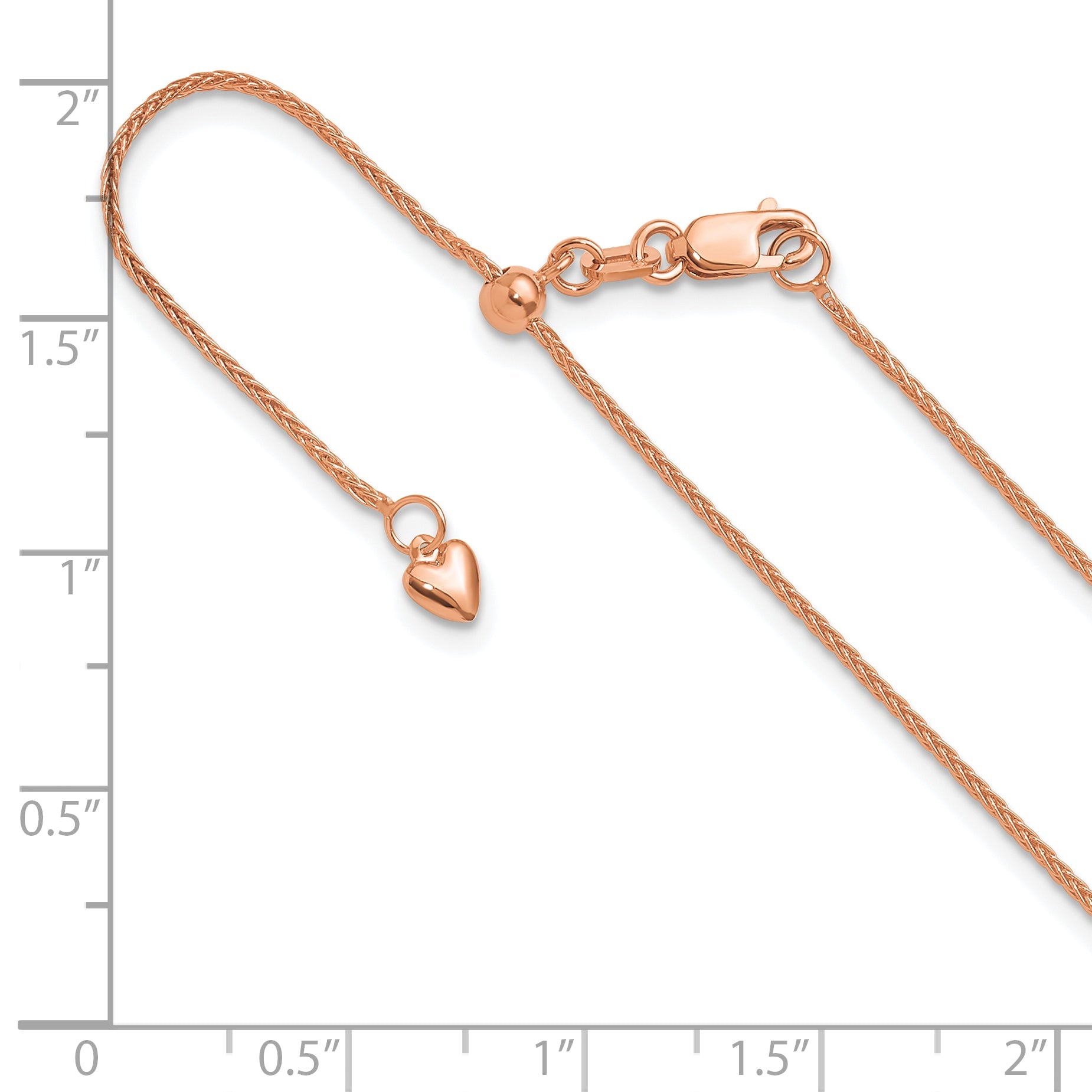 26 Inch 14K Rose Gold Adjustable 1mm Wheat Chain Necklace
