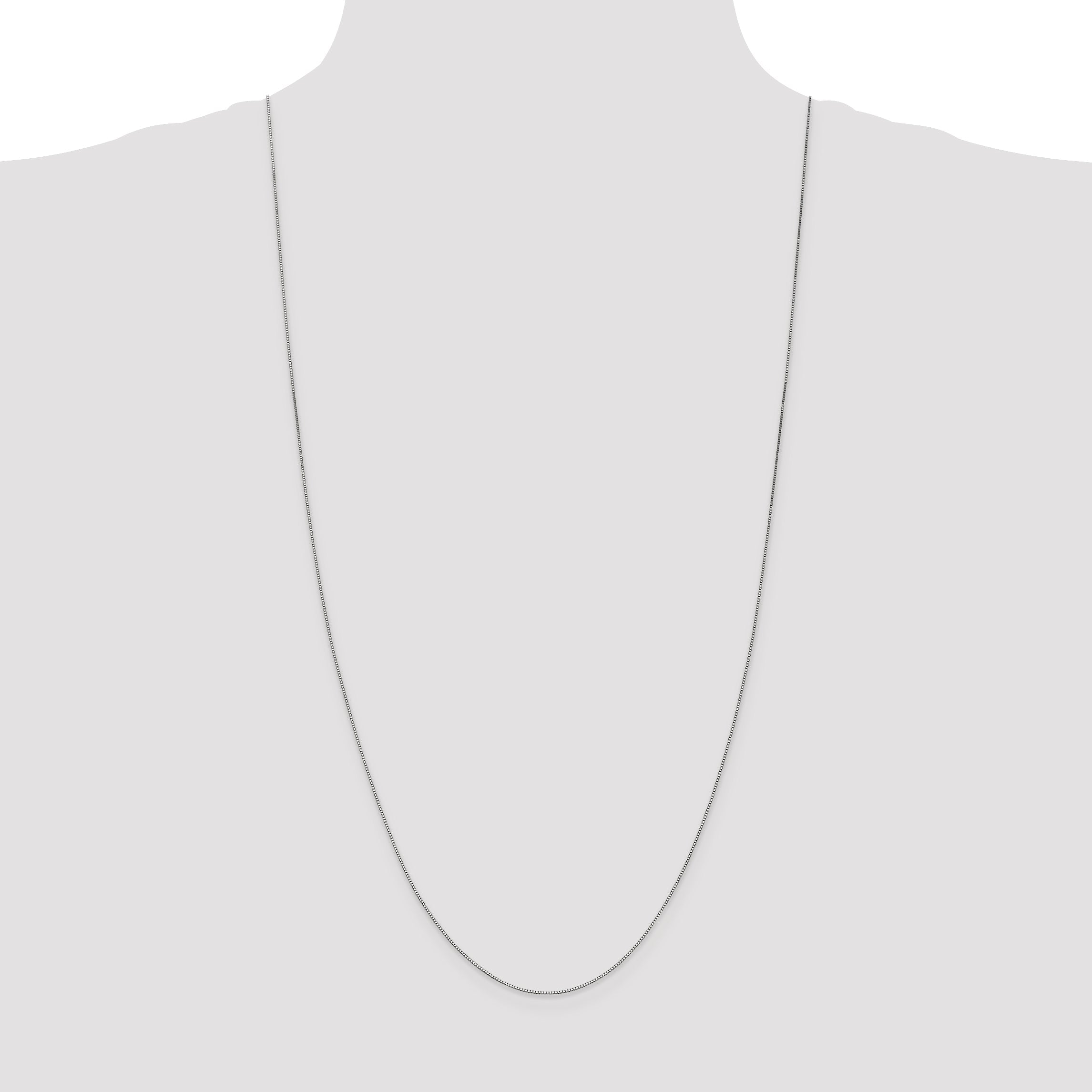 3 Inch 14K White Gold .7mm Box With Lobster Clasp Chain Necklace