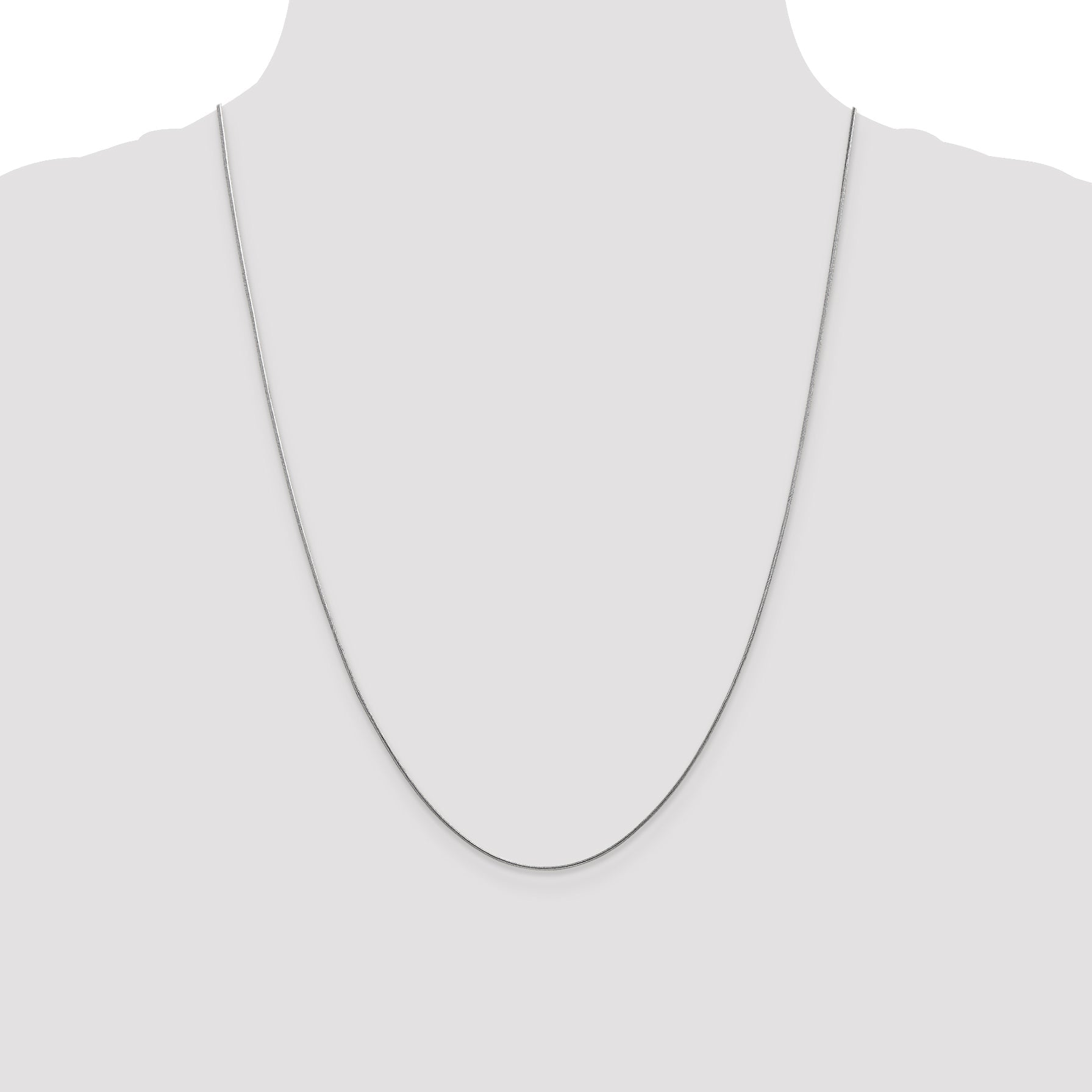 24 Inch 14K White Gold .8mm Round Snake Chain Necklace