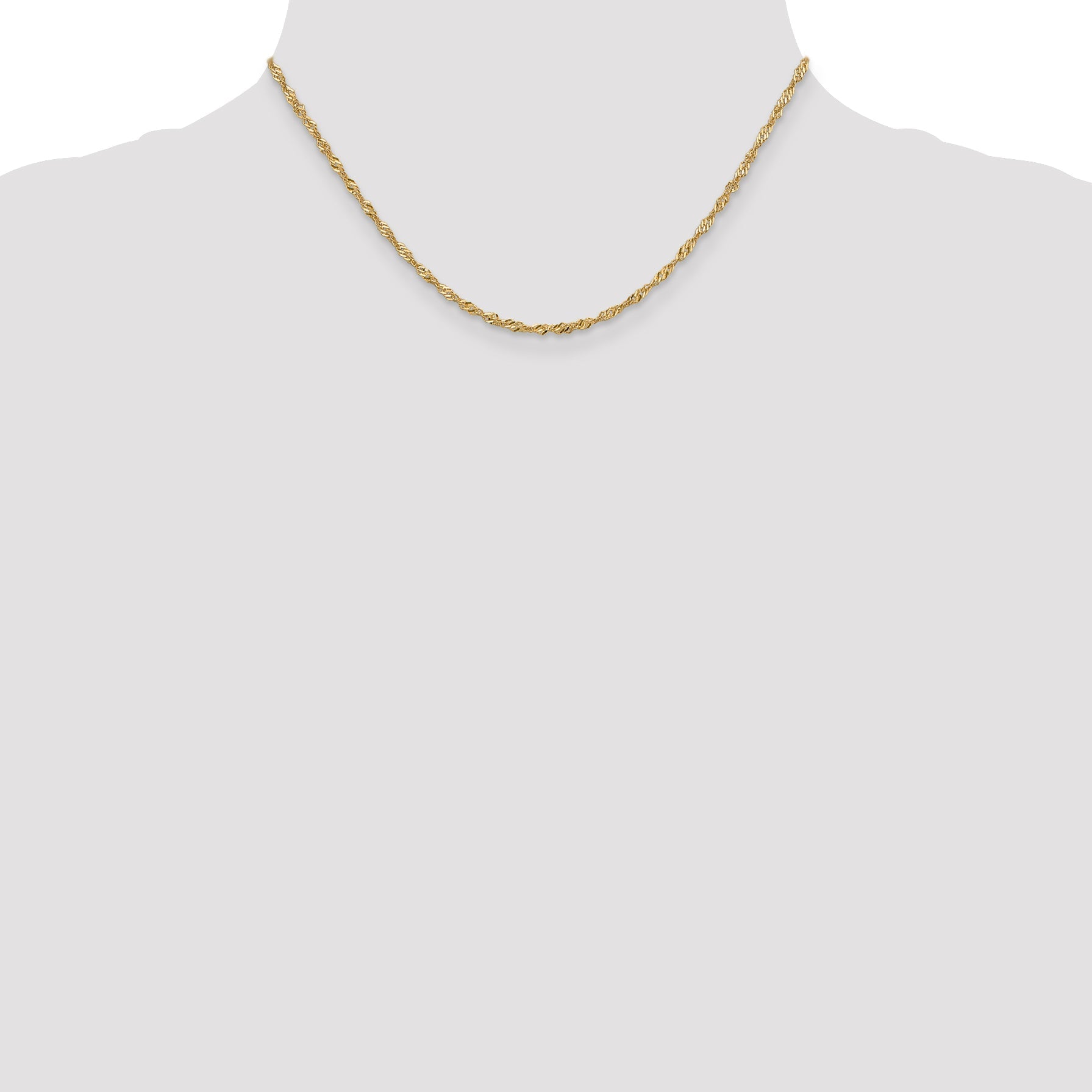16 Inch 14K Yellow Gold 1.9mm Singapore Chain Necklace