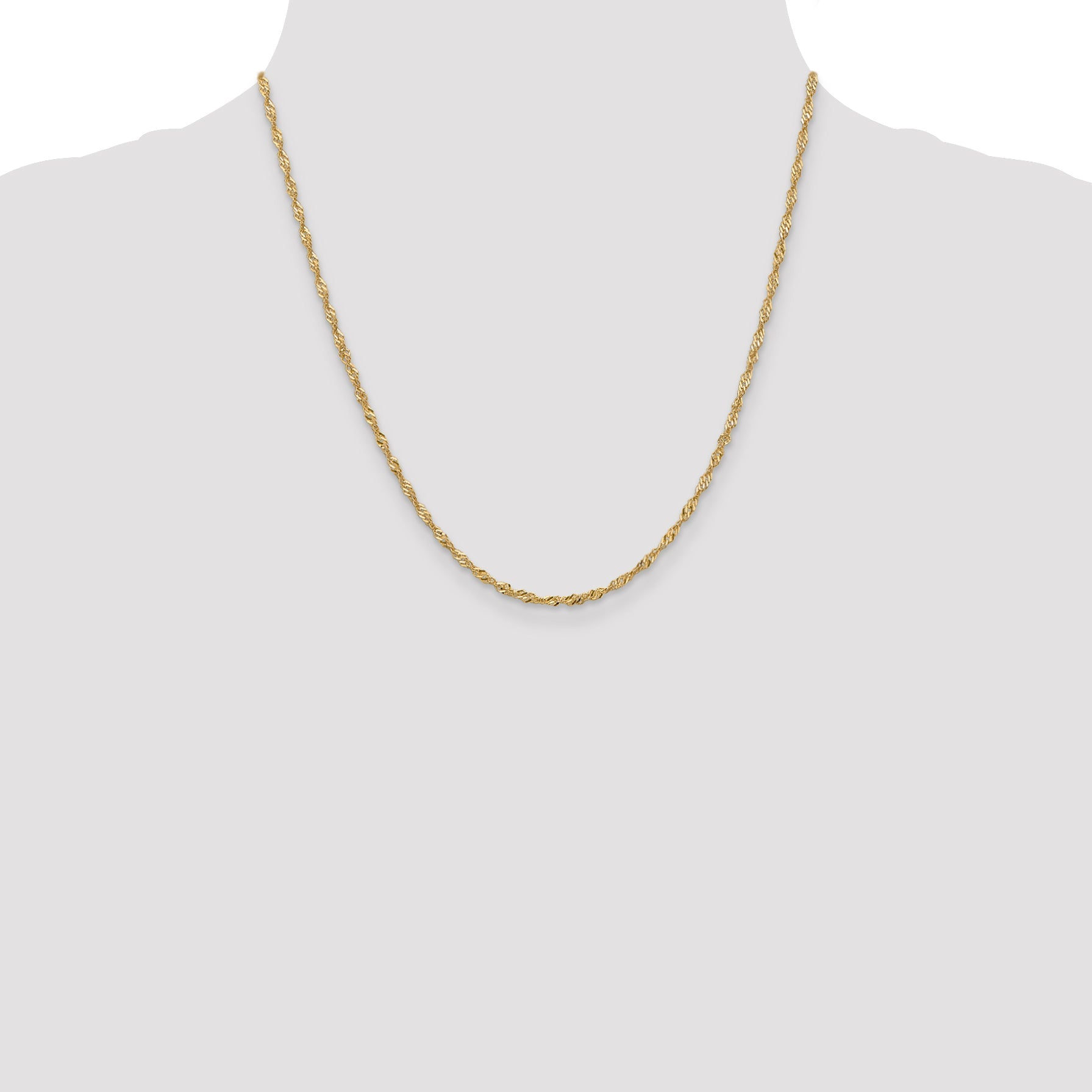 2 Inch 14K Yellow Gold 1.9mm Singapore Chain Necklace