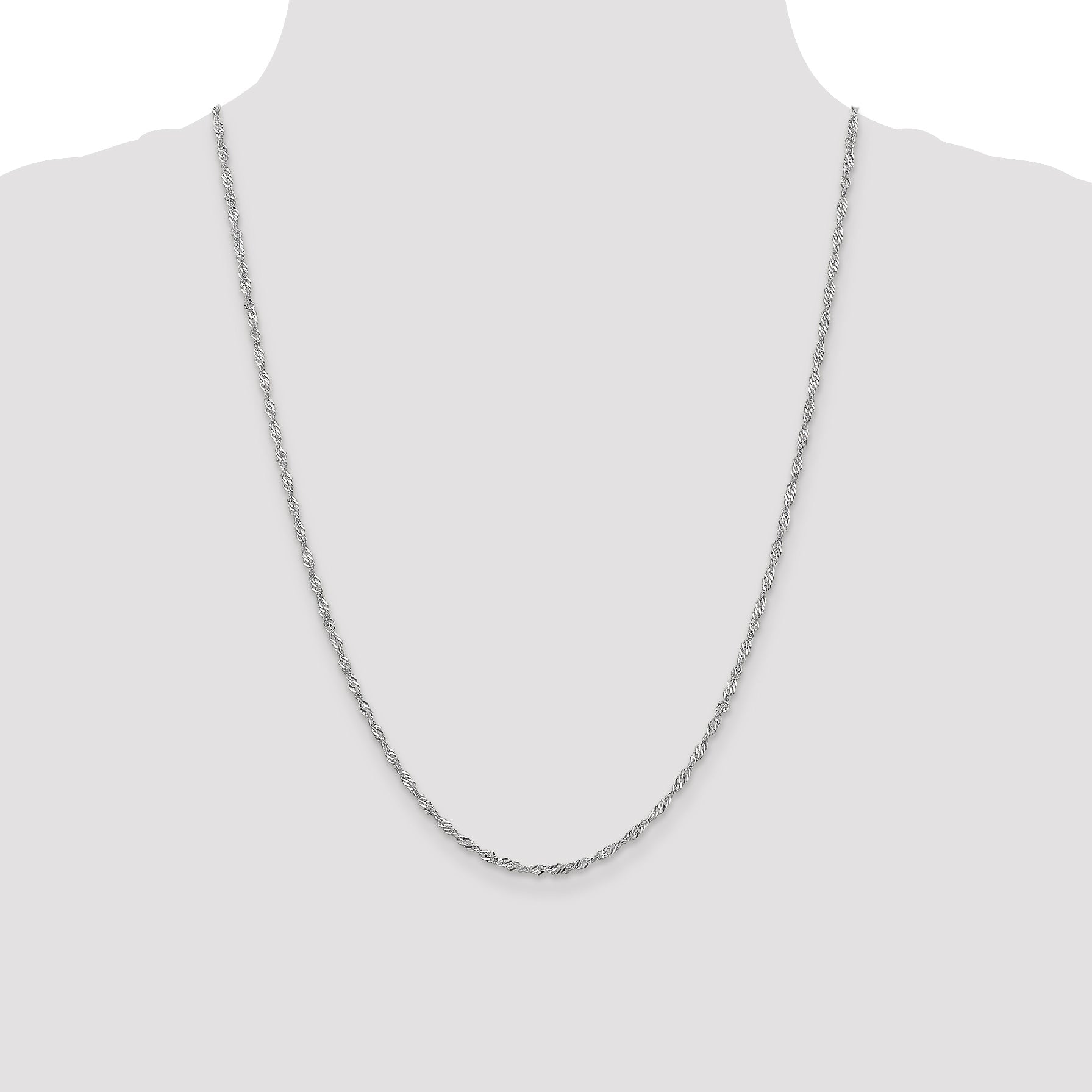 24 Inch 14K White Gold 1.9mm Singapore Chain Necklace