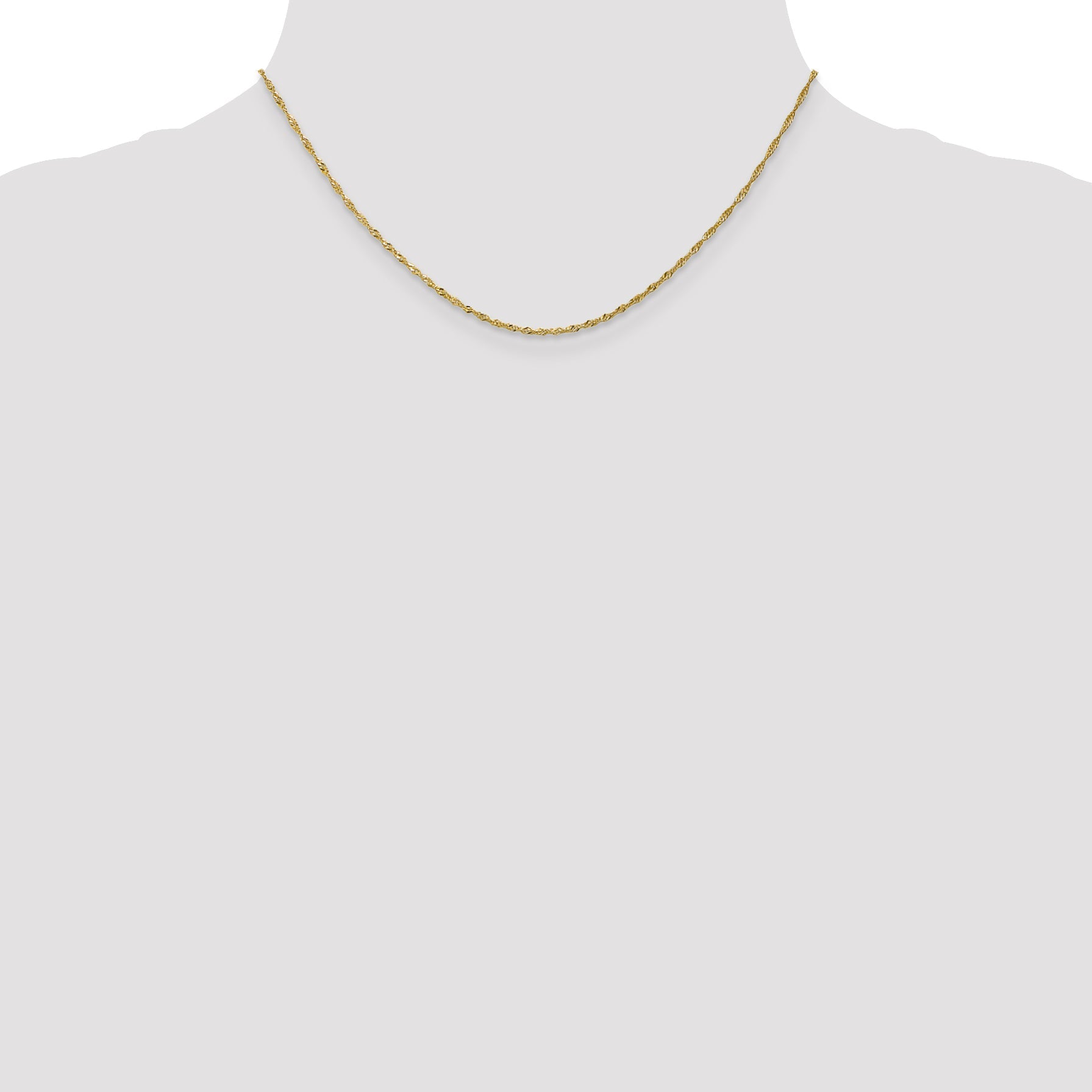 16 Inch 10K Yellow Gold 1.3 mm Singapore Chain Necklace