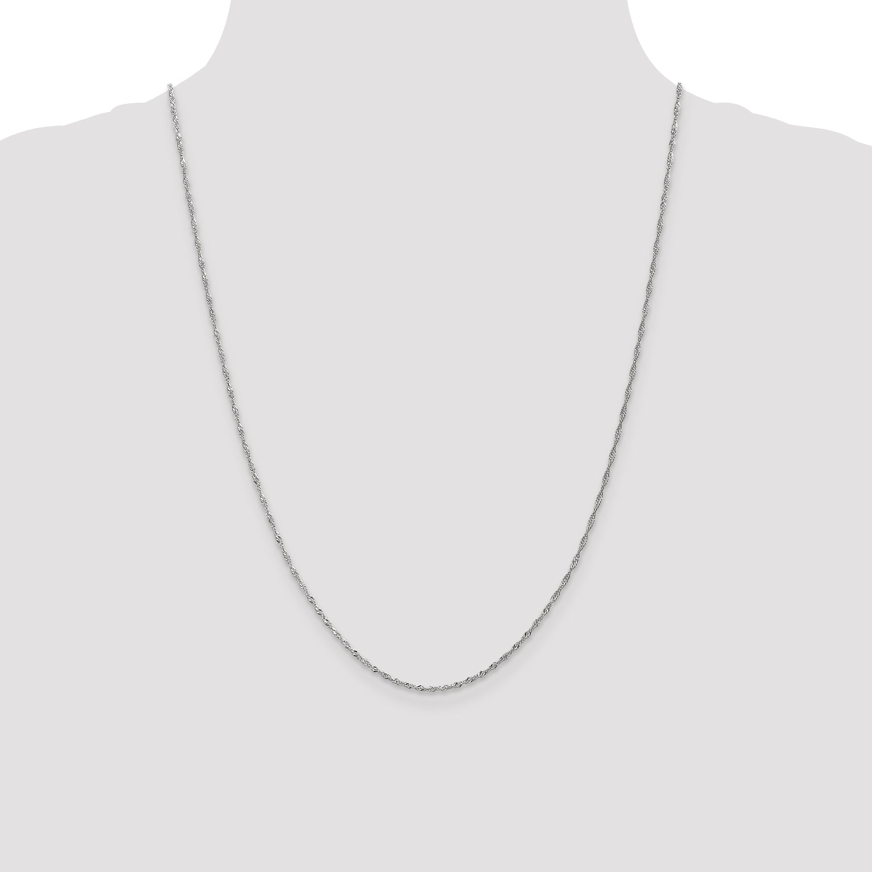 24 Inch 10K White Gold 1.3mm Singapore Chain Necklace